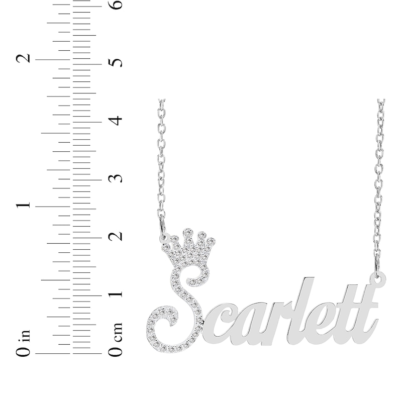 Main Image 2 of Diamond Crown Name Necklace 1/2 ct tw Sterling Silver 18&quot;