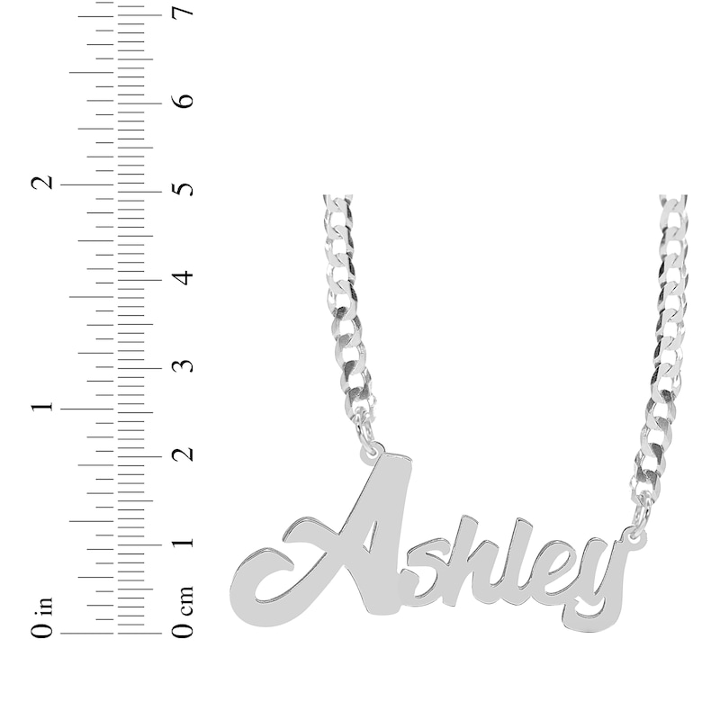 Script Name Curb Chain Necklace Sterling Silver 18"