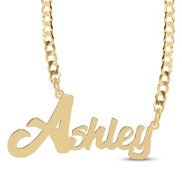 Script Name Curb Chain Necklace 14K Yellow Gold 18&quot;