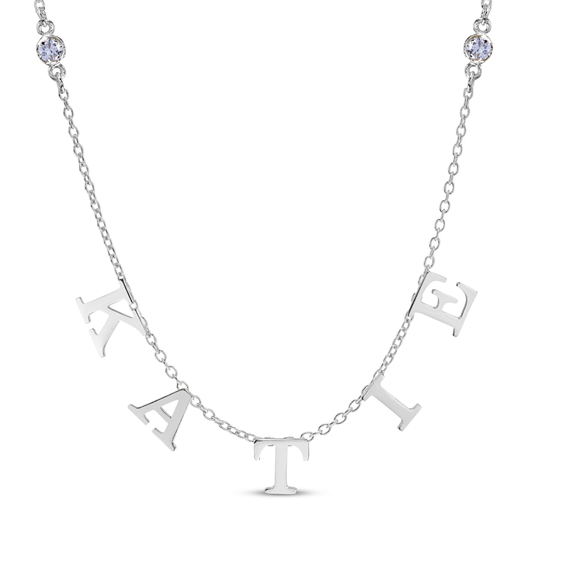 Main Image 1 of Diamond Station Name Necklace 1/8 ct tw Sterling Silver 18&quot;