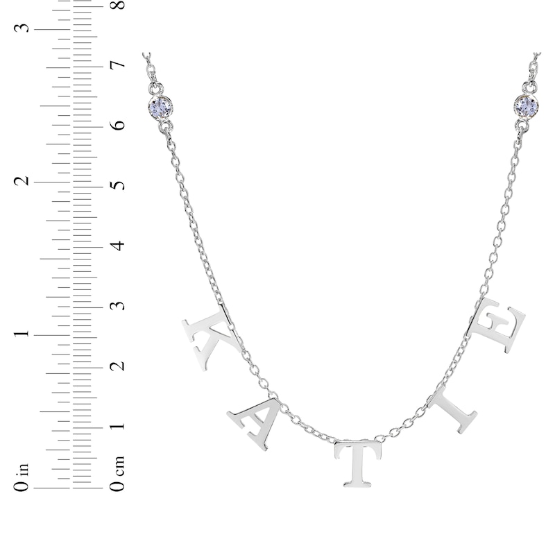 Main Image 2 of Diamond Station Name Necklace 1/8 ct tw Sterling Silver 18&quot;