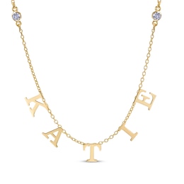 Diamond Station Name Necklace 1/8 ct tw 10K Yellow Gold 18"