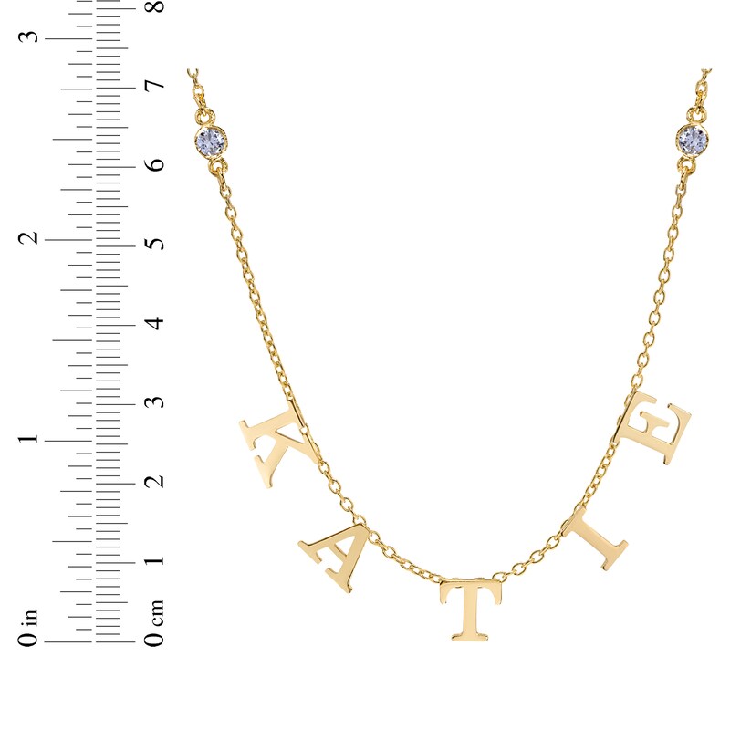 Main Image 2 of Diamond Station Name Necklace 1/8 ct tw 14K Yellow Gold 18&quot;