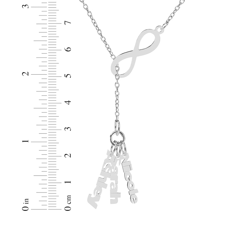 Main Image 2 of Diamond Accent Three-Name Tassel Infinity Lariat Necklace Sterling Silver 18&quot;