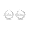 Thumbnail Image 1 of Script Name Bamboo Hoop Earrings Sterling Silver