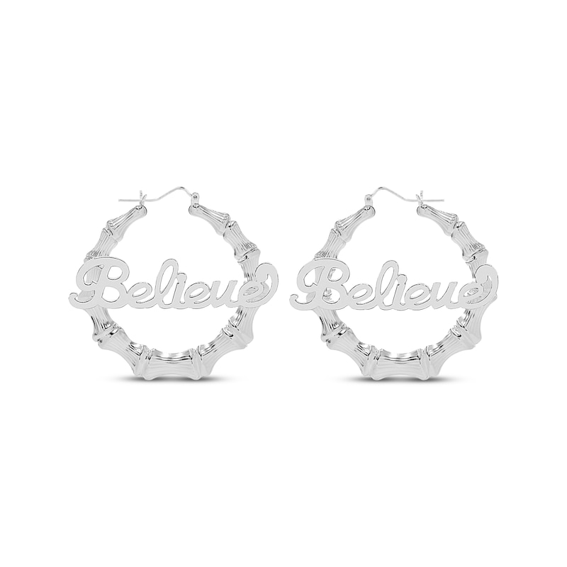 Main Image 1 of Script Name Bamboo Hoop Earrings Sterling Silver