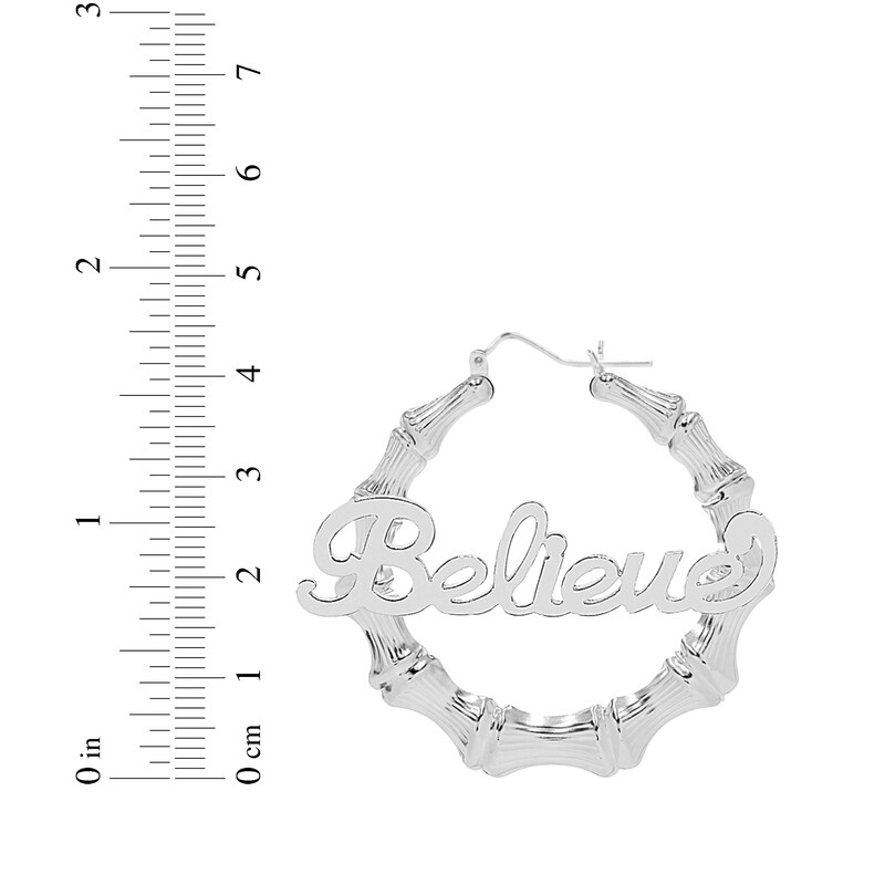 Main Image 2 of Script Name Bamboo Hoop Earrings Sterling Silver