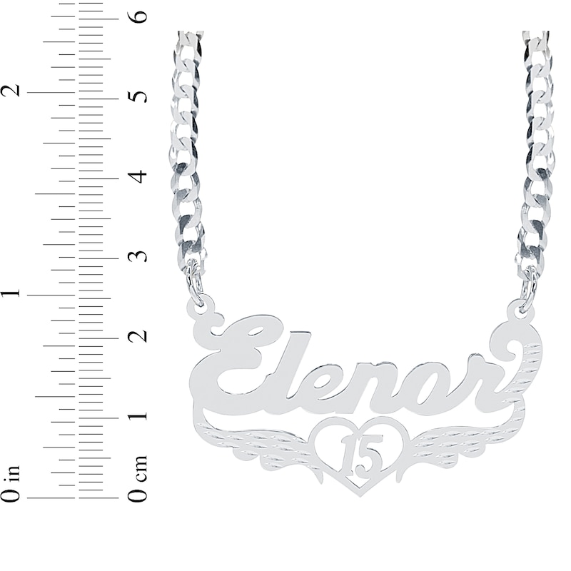 Main Image 2 of Name & Wings Quinceañera Curb Chain Necklace Sterling Silver 18&quot;