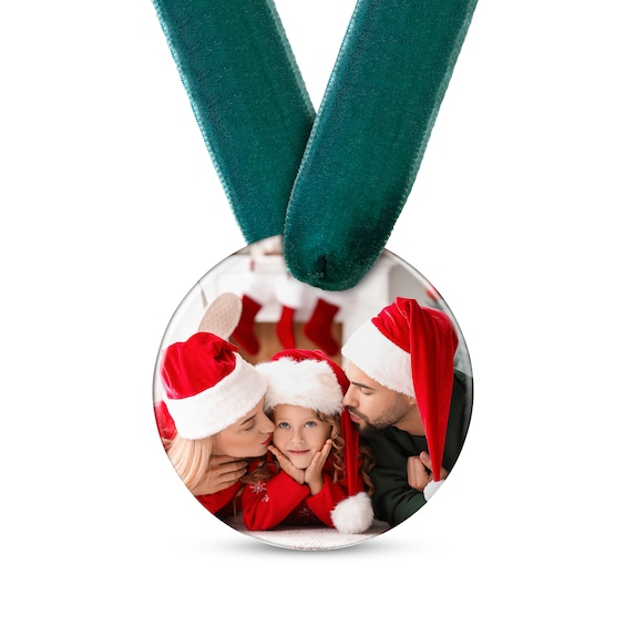 Round Disc Photo Ornament Sterling Silver 1.75"