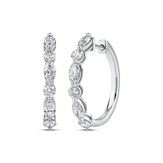 Lab-Created Diamonds by KAY Marquise & Round-Cut Hoop Earrings 1-1/2 ct tw 10K White Gold
