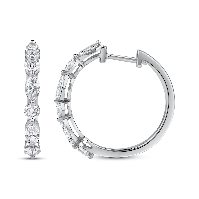 Main Image 3 of KAY Lab-Grown Diamonds Marquise & Round-Cut Hoop Earrings 1-1/2 ct tw 10K White Gold