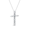 Thumbnail Image 1 of Lab-Created Diamonds by KAY Marquise & Round-Cut Cross Necklace 3/4 ct tw 10K White Gold 18"