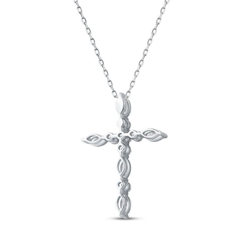 Main Image 3 of KAY Lab-Grown Diamonds Marquise & Round-Cut Cross Necklace 3/4 ct tw 10K White Gold 18&quot;