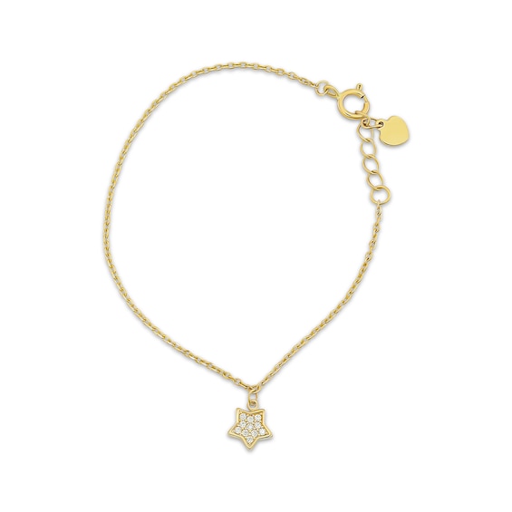 Children's Cubic Zirconia Star Charm Bracelet 14K Yellow Gold 6"
