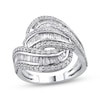 Thumbnail Image 1 of Baguette & Round-Cut Diamond Bypass Fashion Ring 1-1/2 ct tw 10K White Gold