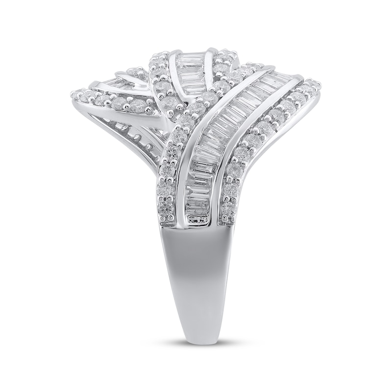 Main Image 3 of Baguette & Round-Cut Diamond Bypass Fashion Ring 1-1/2 ct tw 10K White Gold