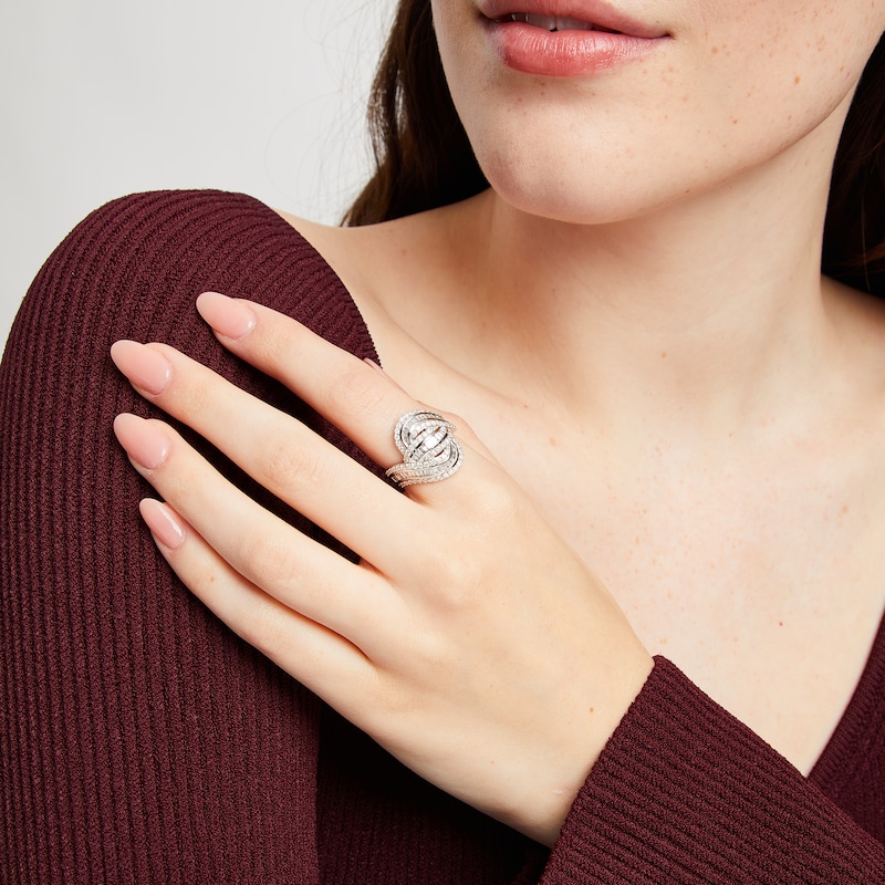 Main Image 5 of Baguette & Round-Cut Diamond Bypass Fashion Ring 1-1/2 ct tw 10K White Gold
