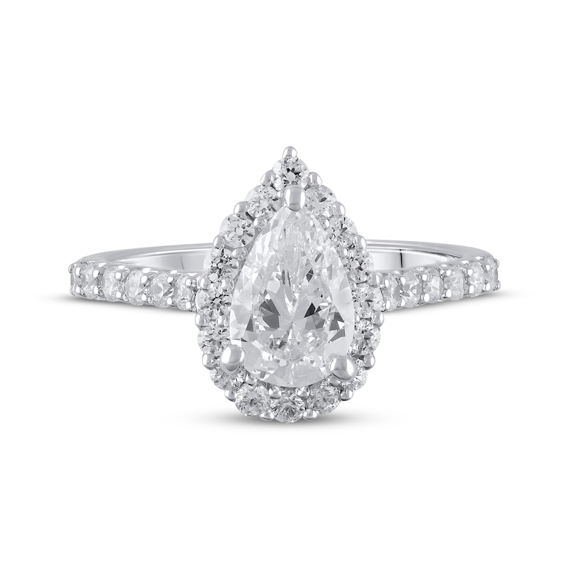 Main Image 3 of Now + Forever Lab-Grown Diamonds Pear-Shaped Halo Engagement Ring 1-1/2 ct tw 14K White Gold