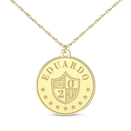 Graduation Name & Year Disc Necklace 10K Yellow Gold 22"