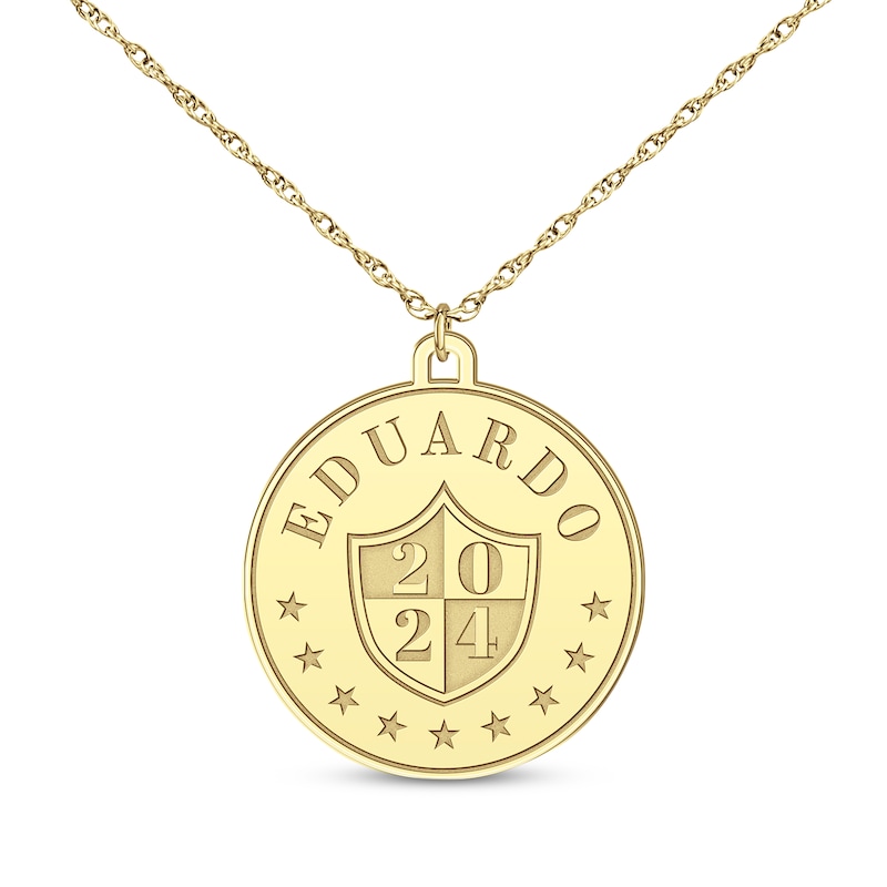 Engraved Diamond Graduation Any Year & Name Disc Necklace Engraved Diamond Graduation Any Year & Name Disc Necklace
