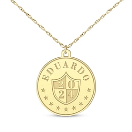 Graduation Name & Year Disc Necklace 14K Yellow Gold 22"