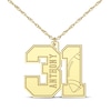 Thumbnail Image 1 of Football Double Digit Number & Name Necklace 10K Yellow Gold 22&quot;