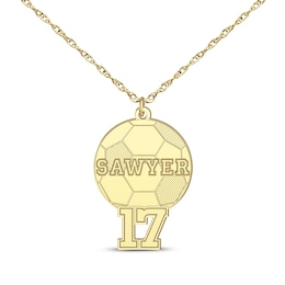Soccer Name & Number Necklace 14K Yellow Gold 22"
