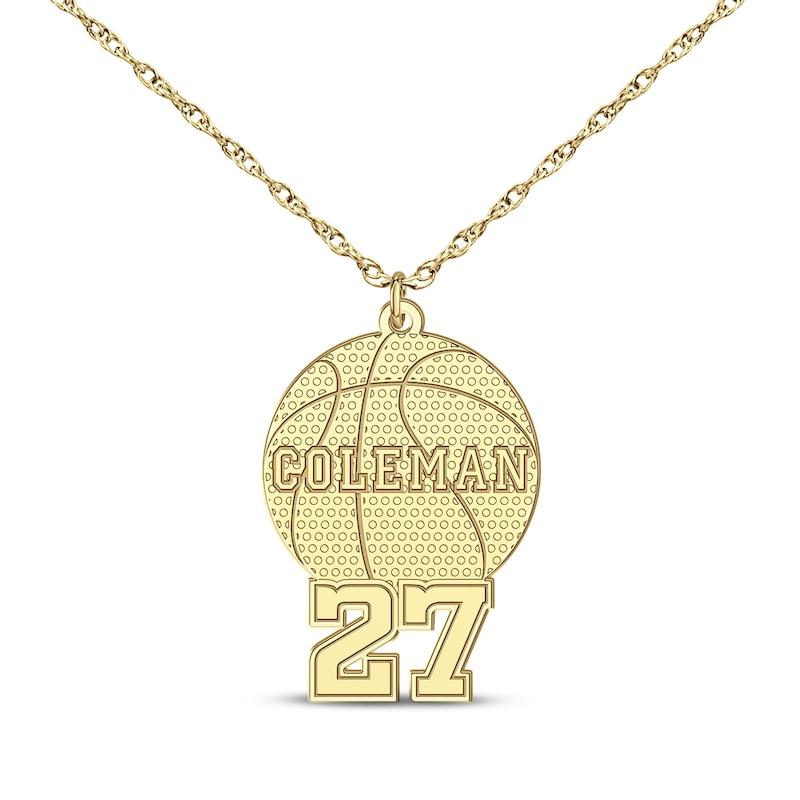 Main Image 1 of Basketball Name & Number Necklace 14K Yellow Gold 22&quot;