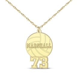 Volleyball Name & Number Necklace 10K Yellow Gold 22"