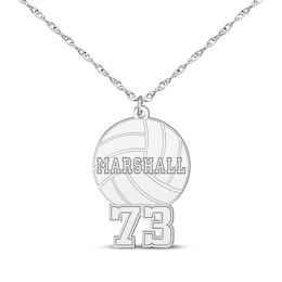Volleyball Name & Number Necklace Sterling Silver 22"