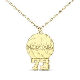 Volleyball Name & Number Necklace 14K Yellow Gold 22"