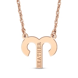 Aries Zodiac Symbol Name Necklace 14K Rose Gold 18"