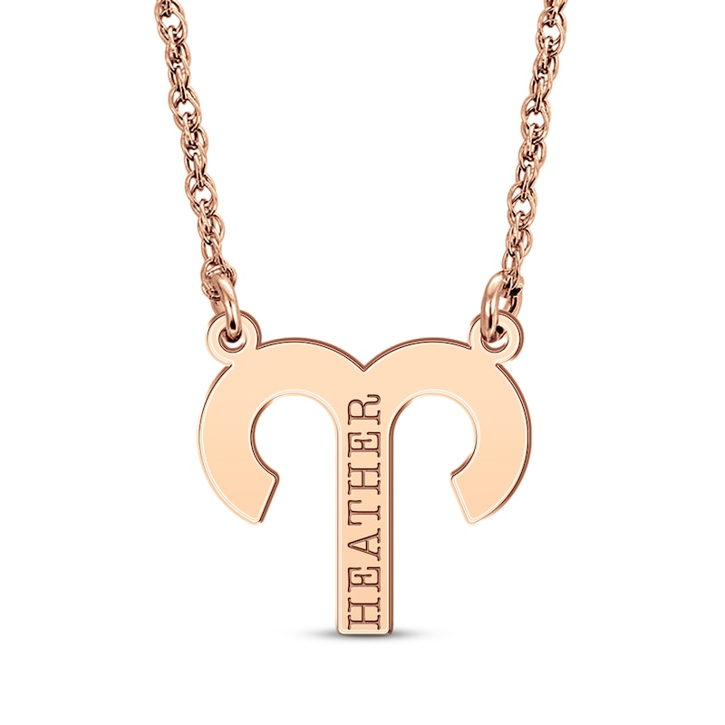 Main Image 1 of Aries Zodiac Symbol Name Necklace 14K Rose Gold 18&quot;