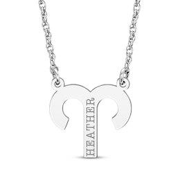 Aries Zodiac Symbol Name Necklace Sterling Silver 18"