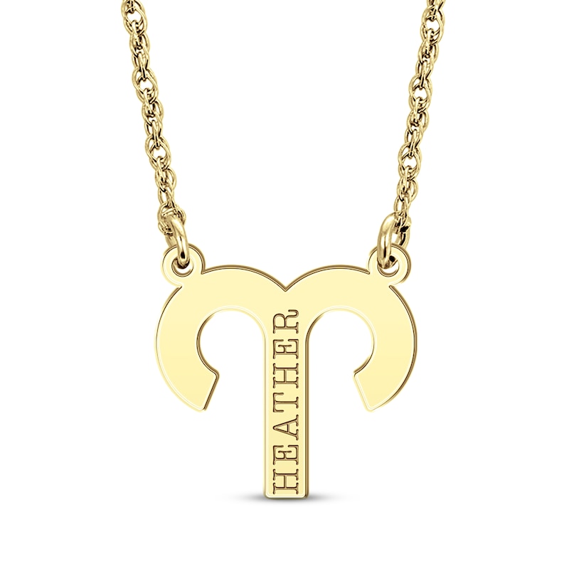 Main Image 1 of Aries Zodiac Symbol Name Necklace 14K Yellow Gold 18&quot;