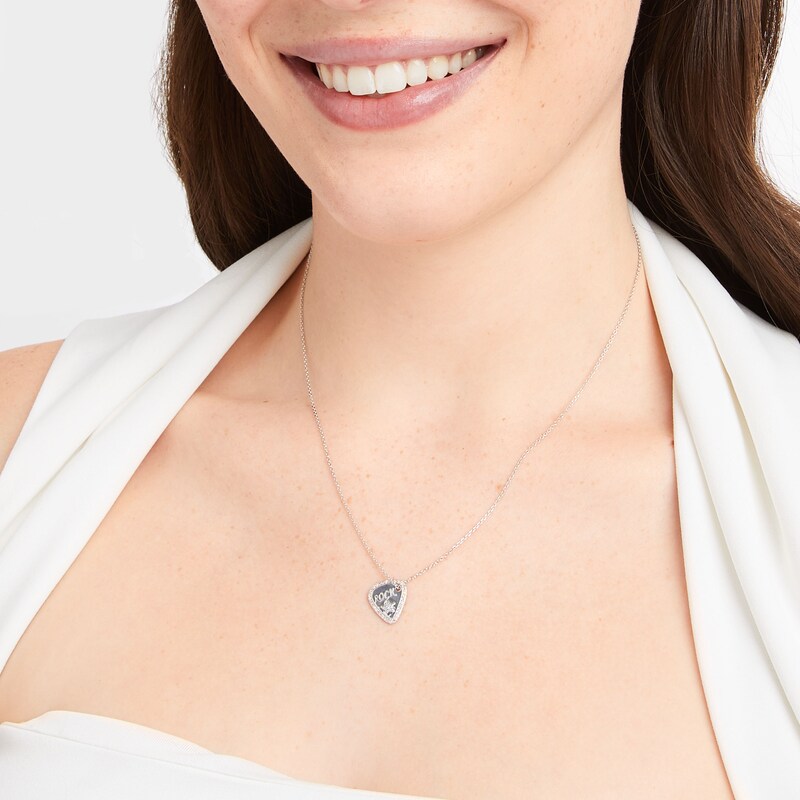 Main Image 3 of Diamond Guitar Pick &quot;Rock&quot; Necklace 1/15 ct tw Sterling SIlver 18&quot;