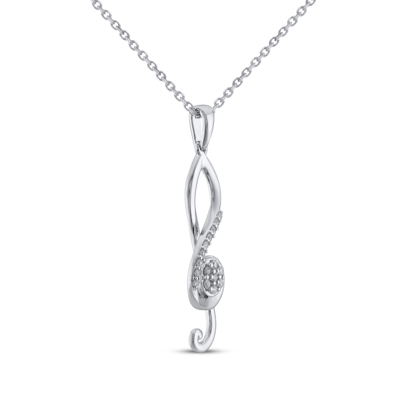 Main Image 2 of Diamond Treble Clef Necklace 1/10 ct tw 10K White Gold 18&quot;