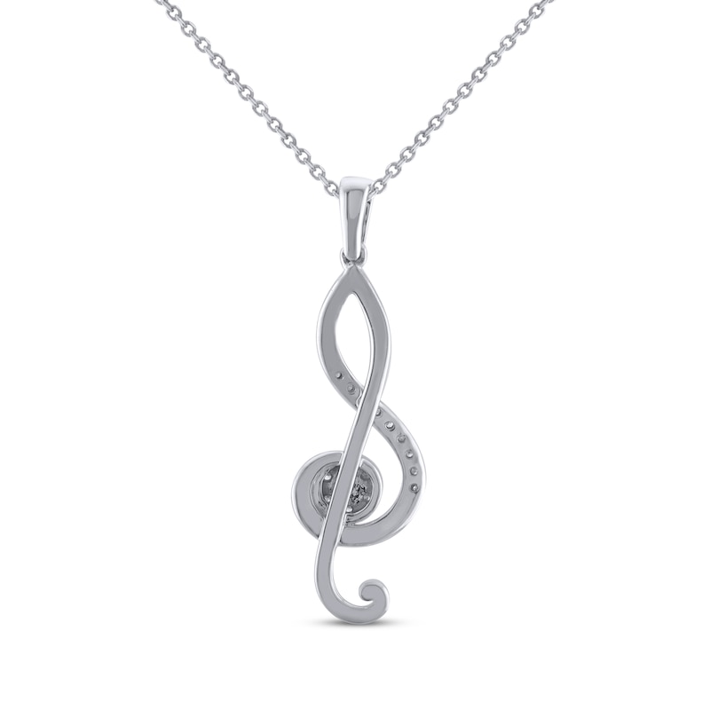 Main Image 3 of Diamond Treble Clef Necklace 1/10 ct tw 10K White Gold 18&quot;