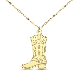 Cowboy Boot Diamond Accent Necklace 10K Yellow Gold 18"