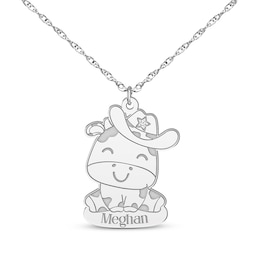 Cow Diamond Accent Necklace 14K White Gold 18"