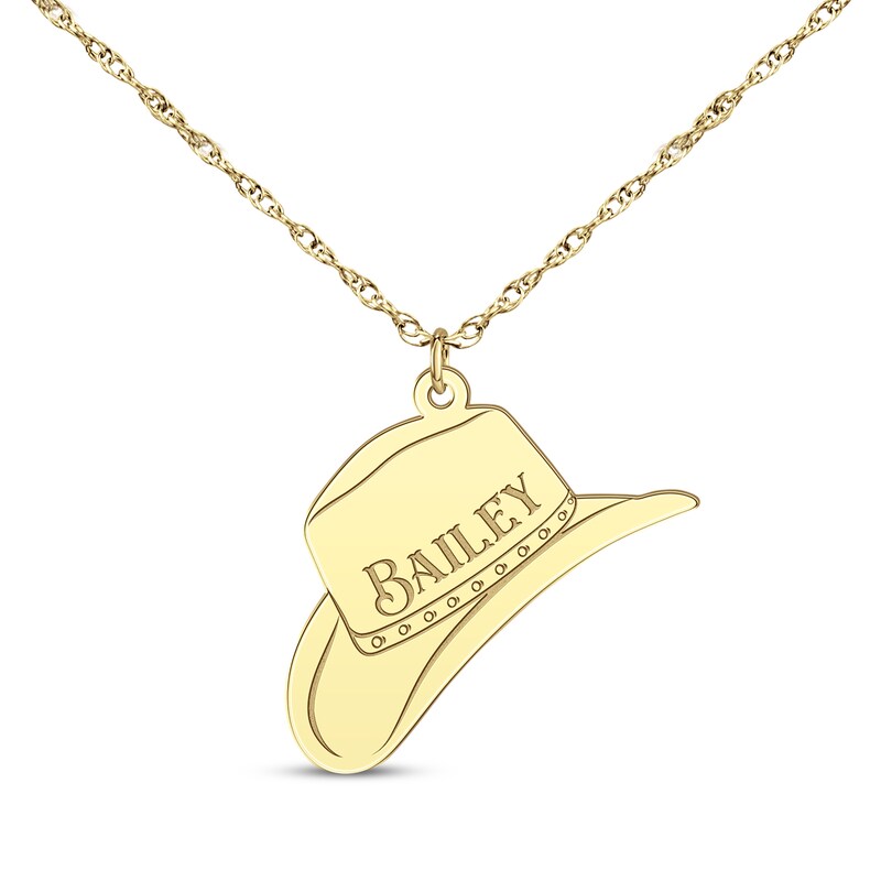 Main Image 1 of Cowboy Hat Necklace 10K Yellow Gold 18&quot;