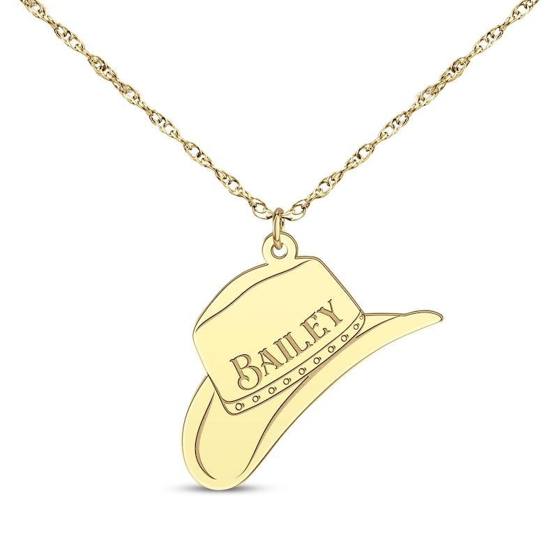 Main Image 1 of Cowboy Hat Necklace 14K Yellow Gold 18&quot;