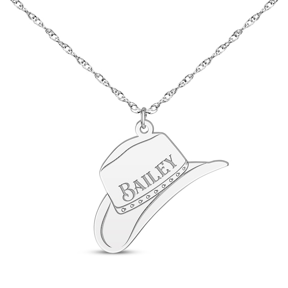 Cowboy Hat Necklace Sterling Silver 18"