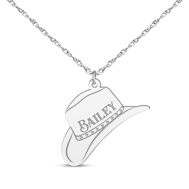 Main Image 1 of Cowboy Hat Necklace Sterling Silver 18&quot;