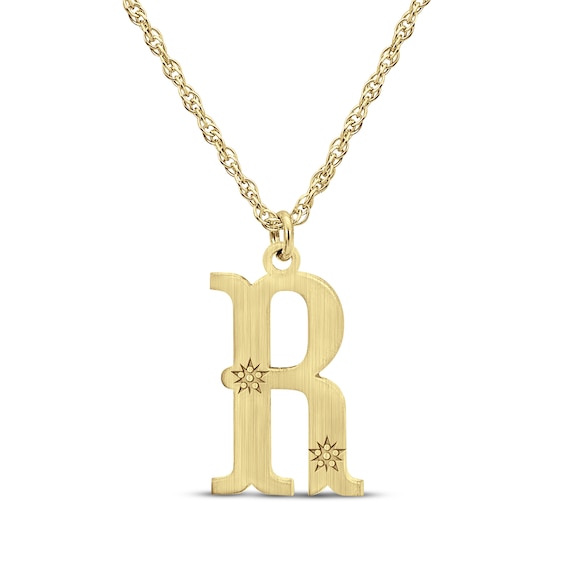 Brushed Letter Necklace 10K Yellow Gold 18"