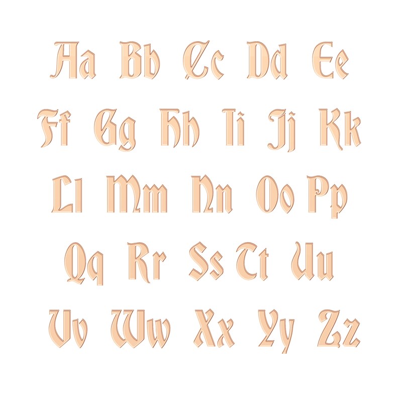 Main Image 3 of Gothic Name Necklace 14K Rose Gold 18&quot;