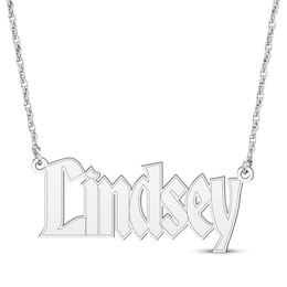 Gothic Name Necklace 14K White Gold 18"