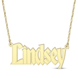 Gothic Name Necklace 14K Yellow Gold 18"