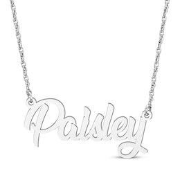 Cursive Script Name Necklace 10K White Gold 18"