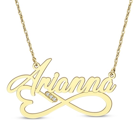 Diamond Accent Heart & Infinity Name Necklace 14K Yellow Gold 18"